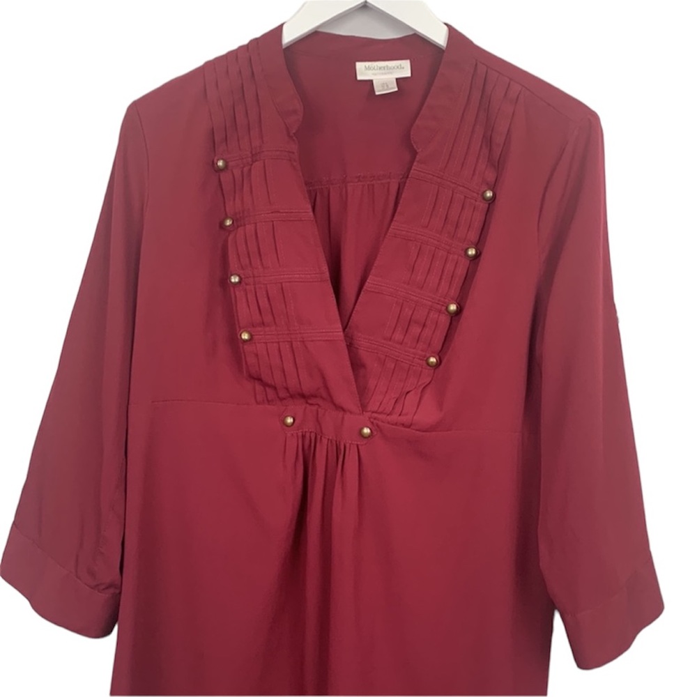 Motherhood Maternity Maroon Button Detail Top Blouse Size Large